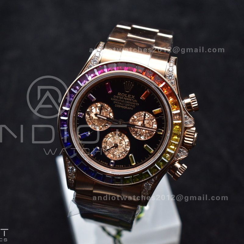 Daytona 116595RBOW Rainbow ZF 1:1 Best Edition Black Diamonds Dial on RG Bracelet SH4130